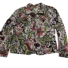 Coldwater Creek Blazer Sz L Jacket Artsy Womens Floral Zip Up