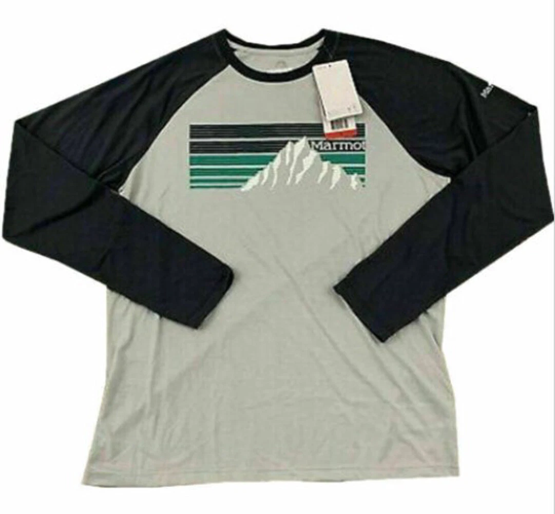 Marmot Men's Long Sleeve Raglan Tee Bright Steel/Charcoal