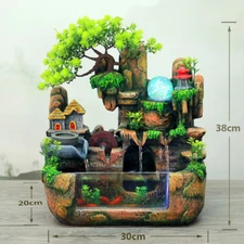 Tabletop fountain, indoor waterfall fountain, LED mister and small fish tank