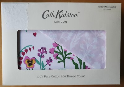 CATH KIDSTON Standard Kissenbezug Paar PAPIER STIEFMÜTTERCHEN CREME Neu