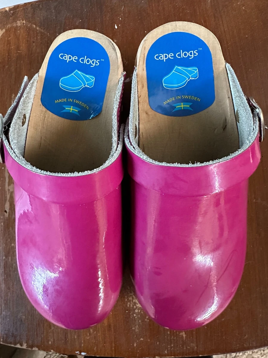 Pink wooden clogs sale