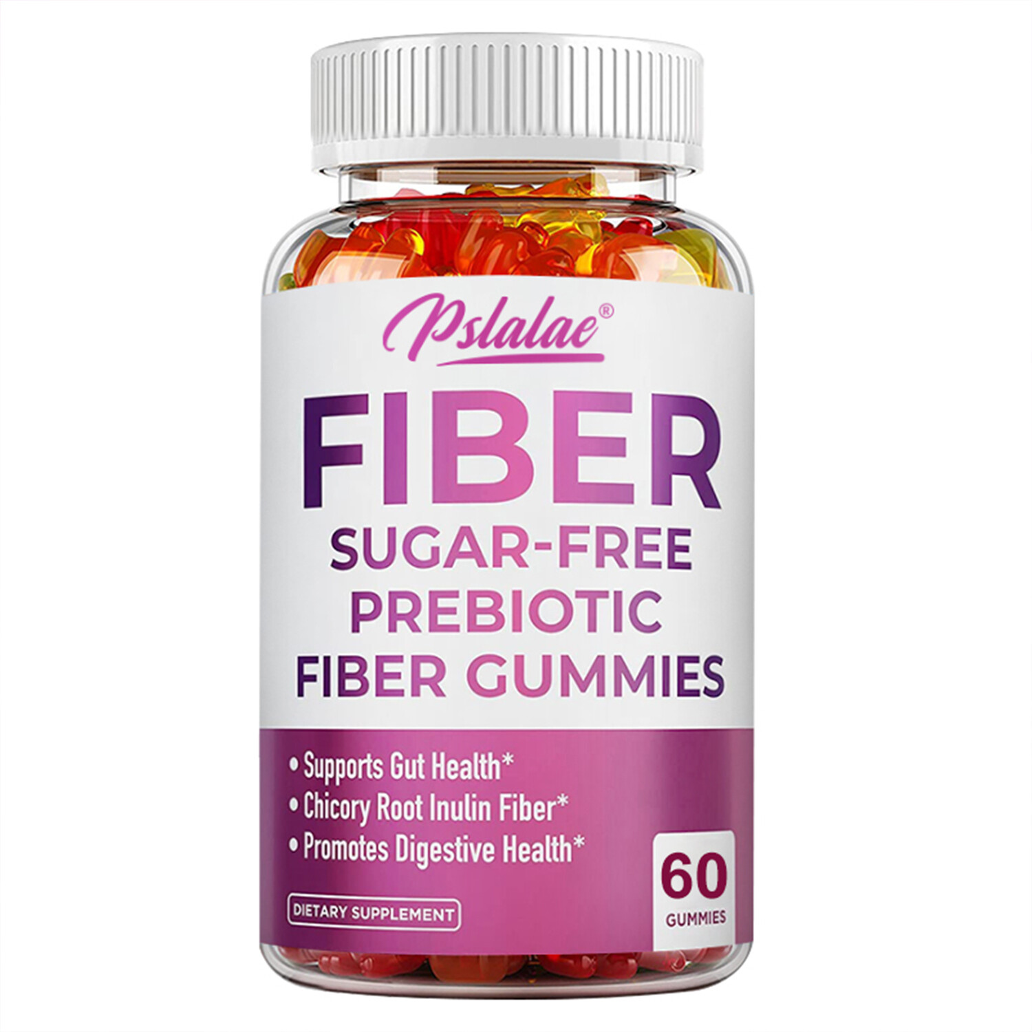 Gomitas de fibra prebiótica sin azúcar - movimientos intestinales saludables, colesterol más bajo