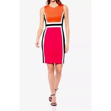NWT Calvin Klein Womens Size 6 Colorblock Sleeveless Scuba Stretch Sheath Dress