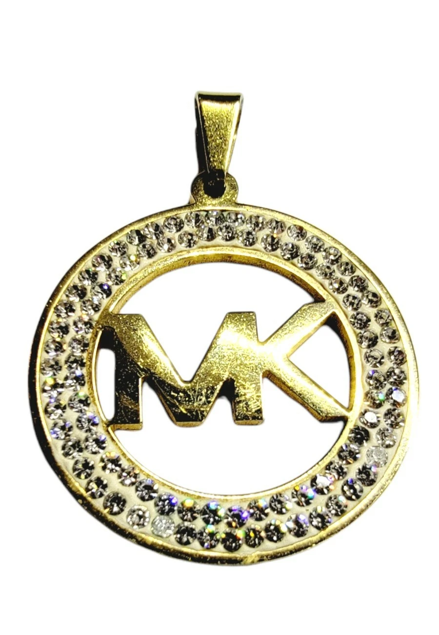 Ciondolo Michael Kors Tono Oro Cristallo Circolare Aperto Logo Ciondolo Regalo