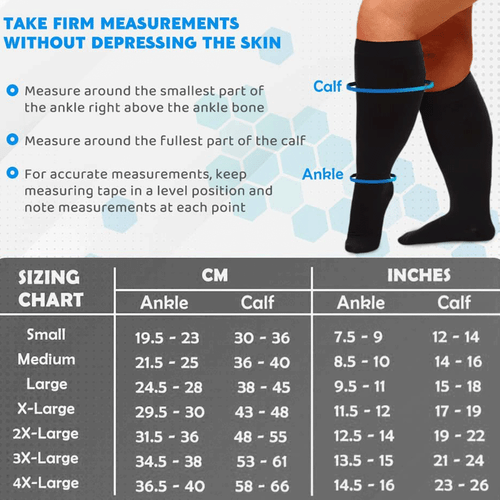 Pair Plus Size Knee High Compression Socks Men Women Medical Stockings S-7XL CFR - Picture 13 of 23