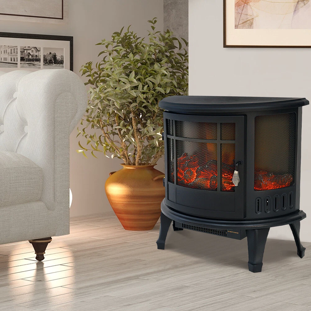 Panoramic Effect Electric Fireplace Heater LED Flame 1800W Fire Log Burner  Stove | eBay