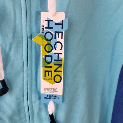Old Navy Blue Techno Hoodie Built-In Headphones Zip Hooded Jacket