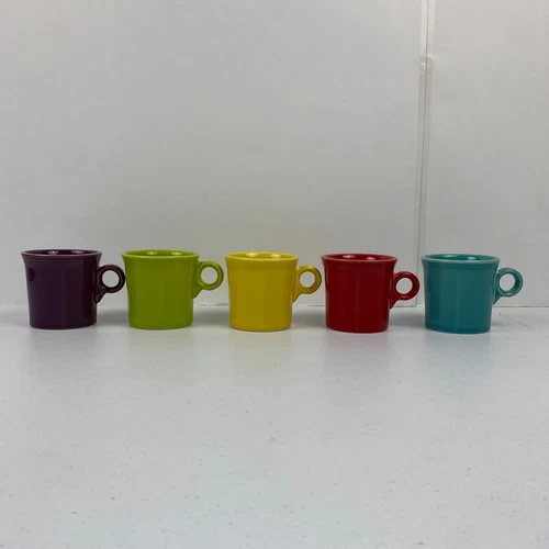 Lot of 5 Fiesta Ware Mixed Colors Coffee Mugs Cups O Ring Handle HLC- USA