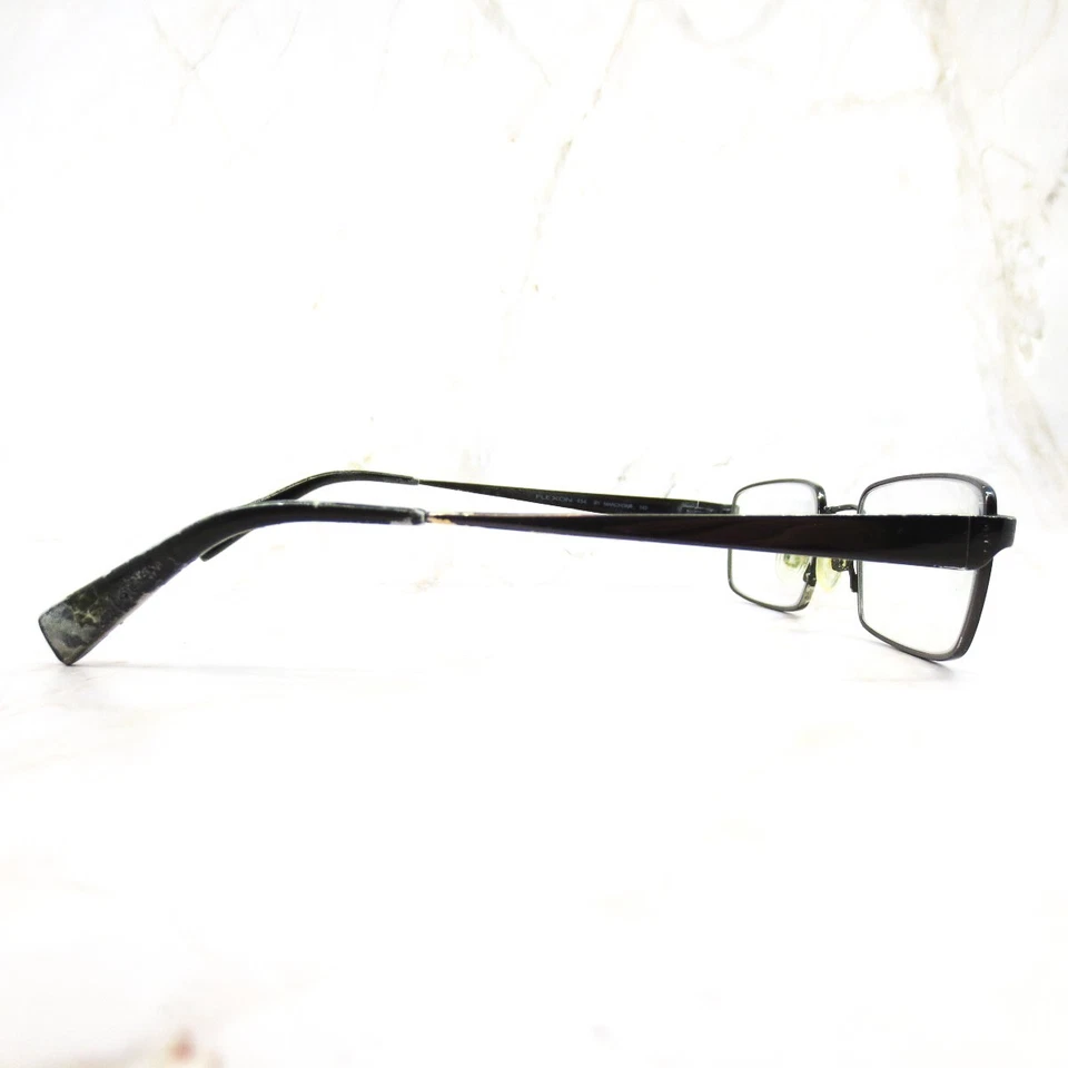 Flexon 454 Marchon Eyeglasses Frame Men's Black Chrome Rectangular 51-18-140 - Image 3 of 4