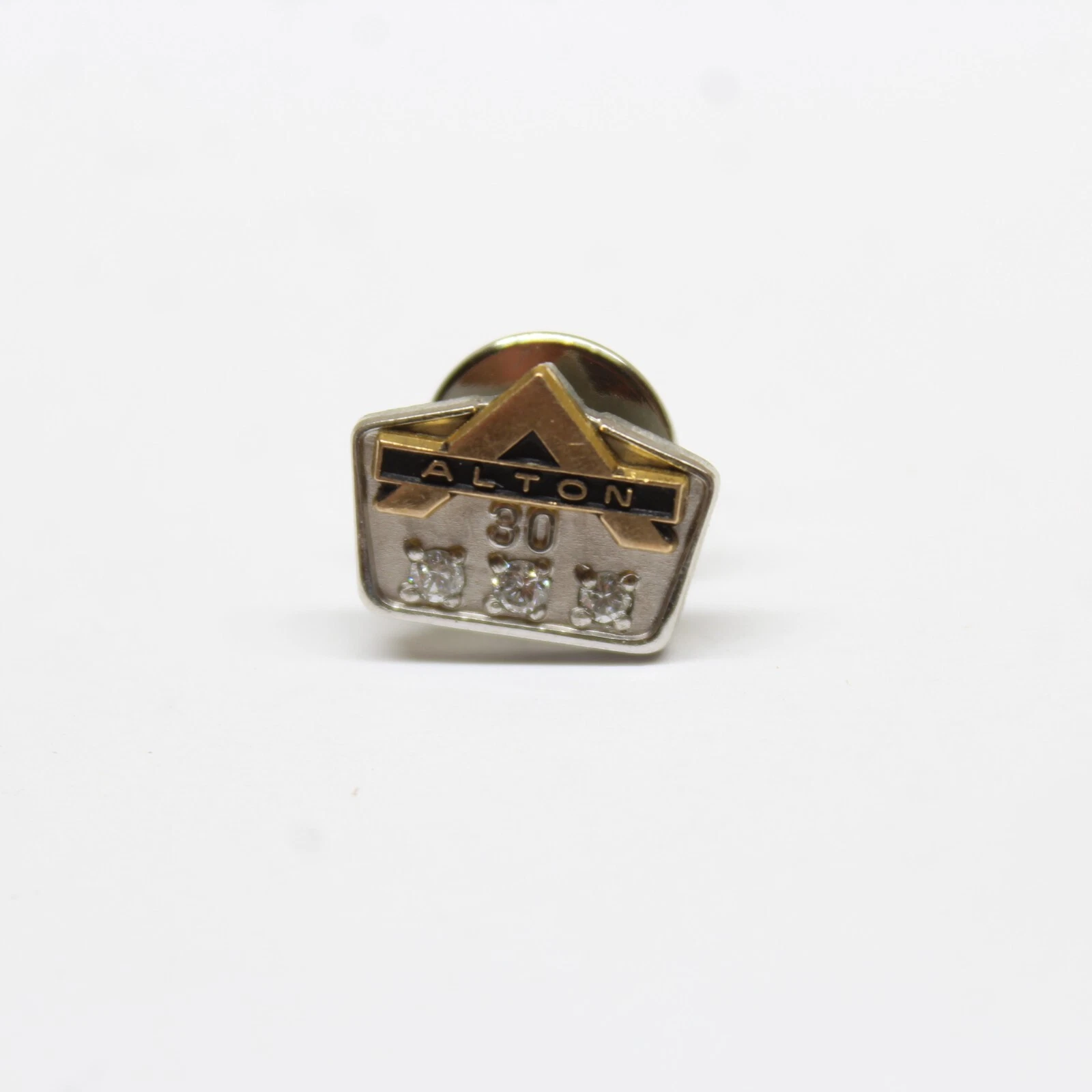 ALTON 30 Years 3 Stones 1/10 10k Gold Pin Lapel Enamel Collectible