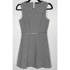 Kate Spade Saturday 00 Black White Pencil Striped Let Loose Fit and Flare Dress