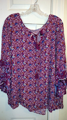 NEW Women's LAURA SCOTT peasant style Top size 3X