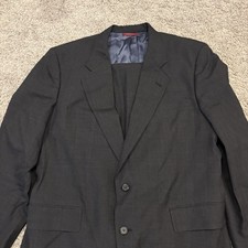 Jos A Bank 42R 34x30 Charcoal 2pc Suit Executive Collection Pleated Cuffed Wool