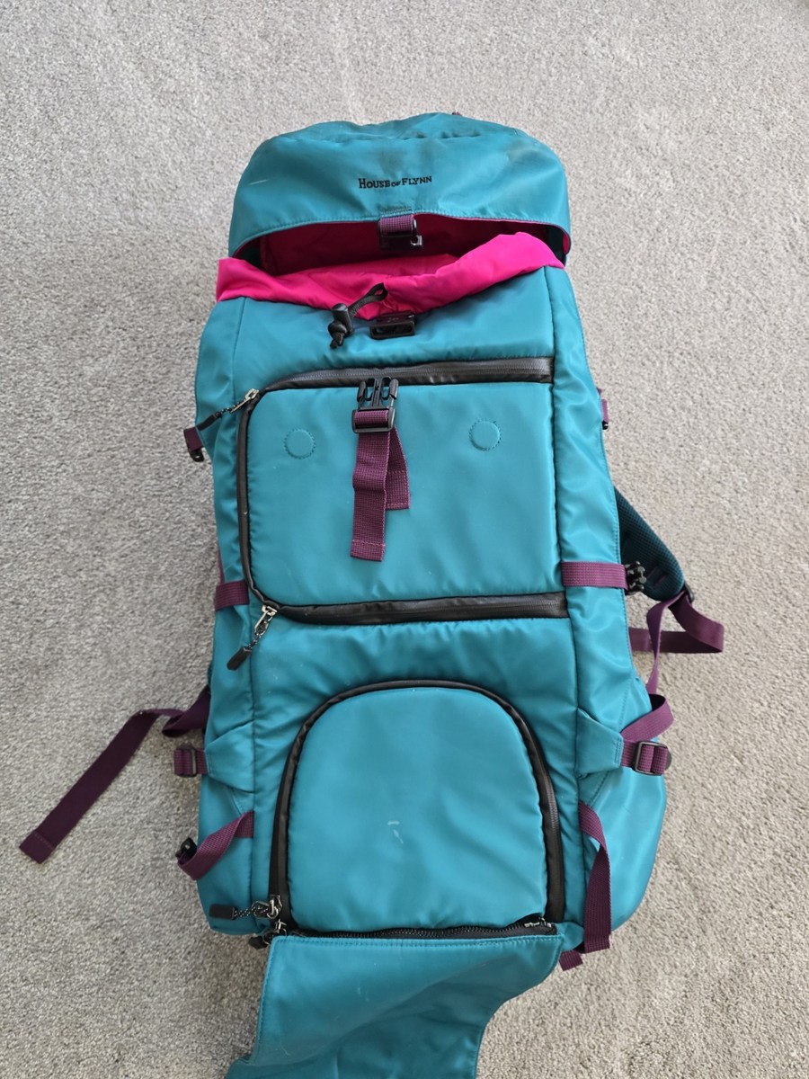 House of Flynn Teal Pink Nylon Camera Hiking Backpack Padded  display picture 3