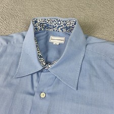 Maus & Hoffman Shirt Mens XL Blue Cotton Long Sleeve Button Up Made in USA
