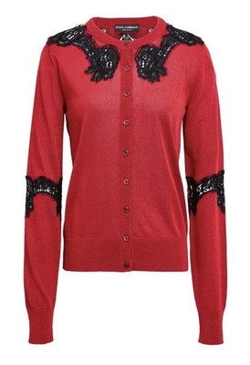 DOLCE & GABBANA  Seide Rot Spitze Cardigan IT 40 S Strickjacke  NP 850 Neu