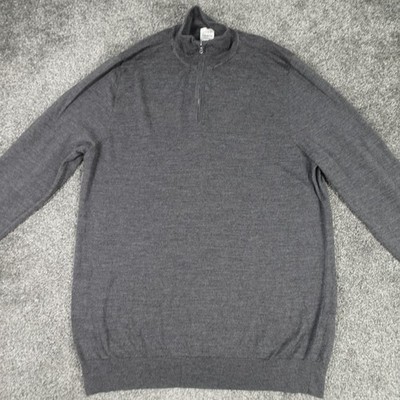 John Lewis 1/4 Zip Wollpullover Grau Gr. xxl 2XL Herren Feinstrick Winter