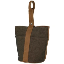 Hermes Saxo Mm Buckethandbag Toile Ash Brown Ladies Used