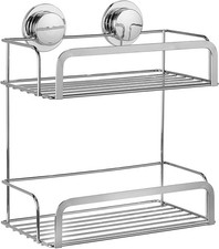 Image of Croydex Stick 'N' Lock™ Two Tier Self Adhesive Shower Caddy For Bathroom NEW