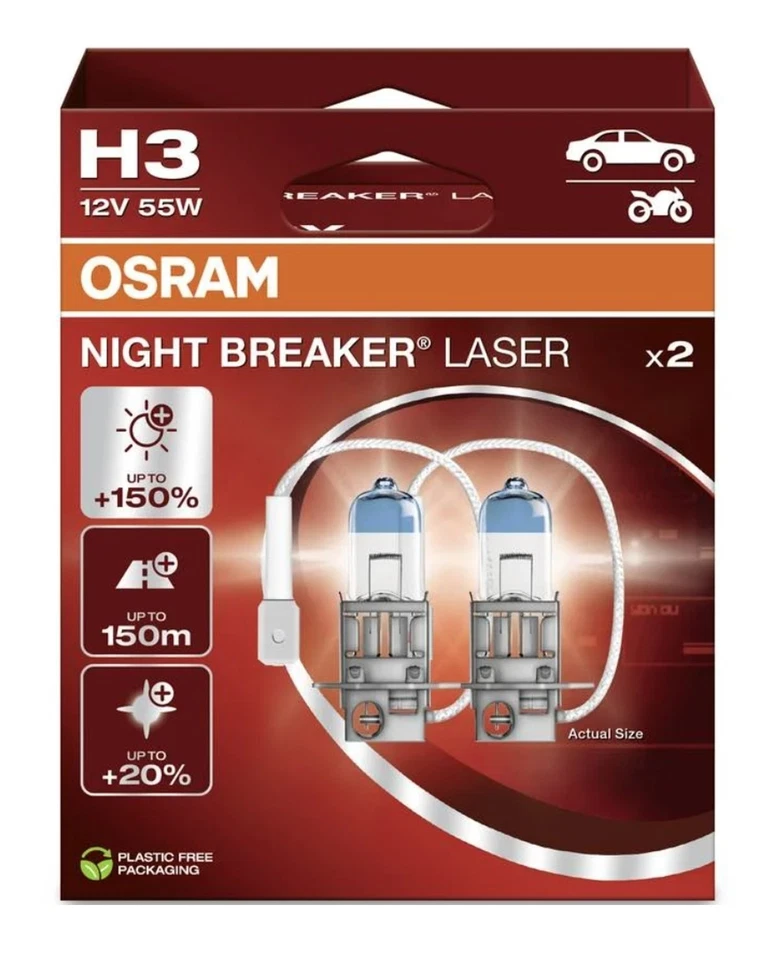 OSRAM NIGHT BREAKER LASER H3 Next Generation 4000K Halogen Glühlampen Duobox 55W - Bild 4 von 4