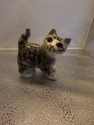 Winstanley Pottery Tabby Cat With Glass Eyes Size 1