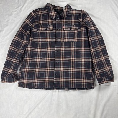 Levis Plaid Men Jacket Lined Buttons And Zipper Sz XL