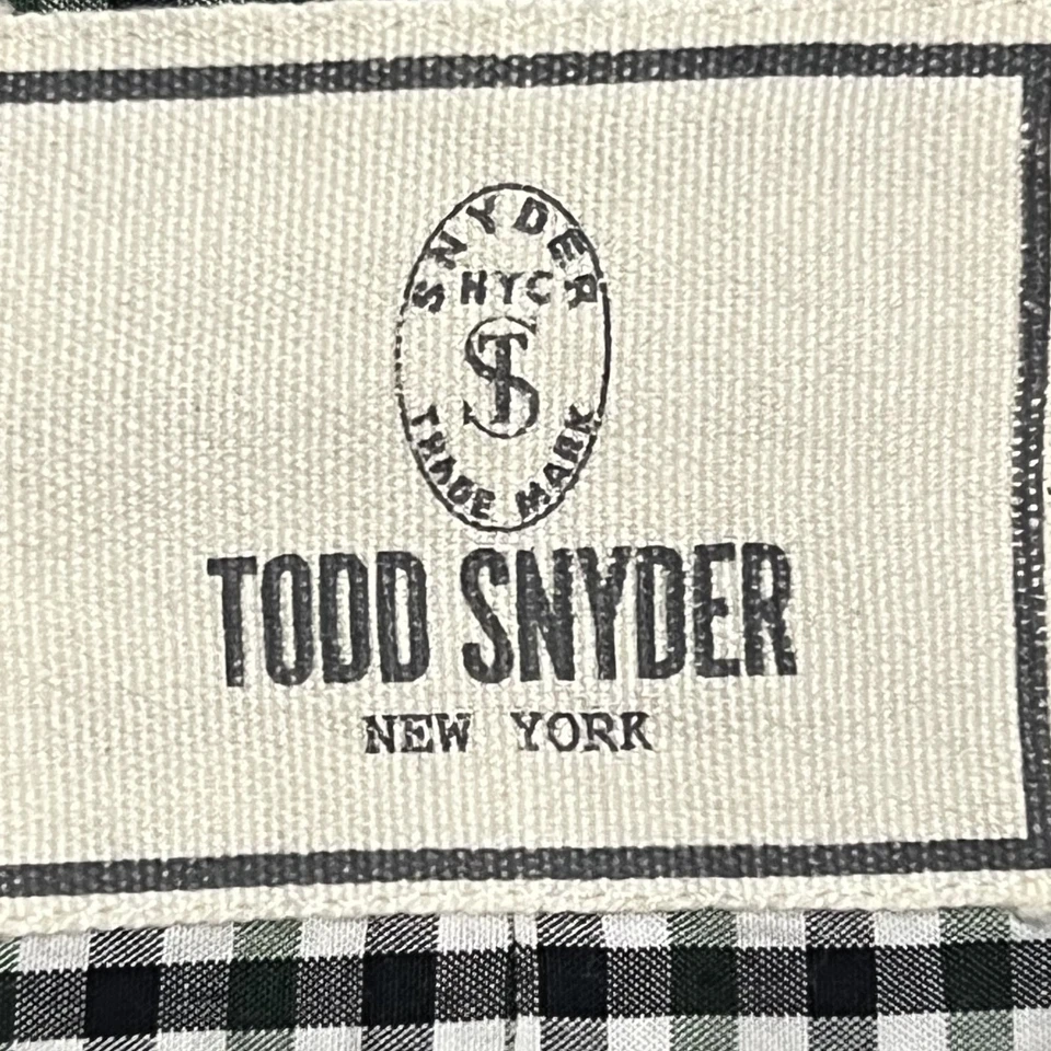 Camisa de vestir para hombre Todd Snyder 16,5 34/35 negra verde a cuadros guinga calce clásico Foto 4 de 4