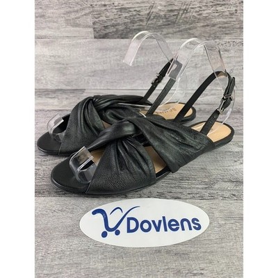 Schutz Womens Size 6B Black Leather Open Toe Knotted Sandals