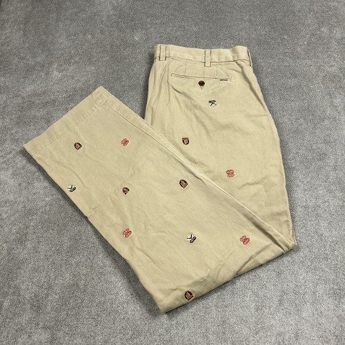 Polo Ralph Lauren Chino Hose Herren 38 x 32 (31) beige Allover Wappen bestickt