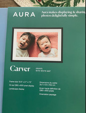 New - Aura Carver 10.5" Digital Picture Frame -NEW- Gravel w/ White Mat