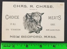 Chas Chase Choice of Meats New Bedford Mass. Business Card