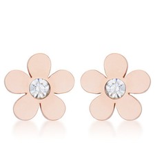 Daisy 0.3ct CZ Rose Gold Stainless Steel Flower Stud Earrings