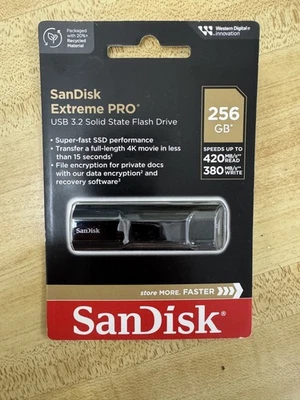 SanDisk Extreme Pro 256GB USB 3.2 Flash Drive SDCZ880 420MB/s read 380MB/s write