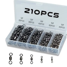 70pcs Fishing Swivels Rolling Barrel Swivels Multisize High Strength Stainles...