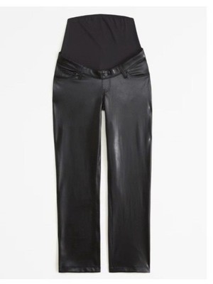 NWOT Abercrombie & Fitch Maternity Faux Leather The '90s Straight Pants Black 27
