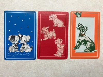 PC1415 Single Swap Card Lot of (3) Cute Puppies Dogs Portrait Drawings
