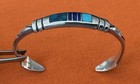 Spectacular Signed Native Sterling Silver Turquoise & Lapis Lazuli Cuff Bracelet