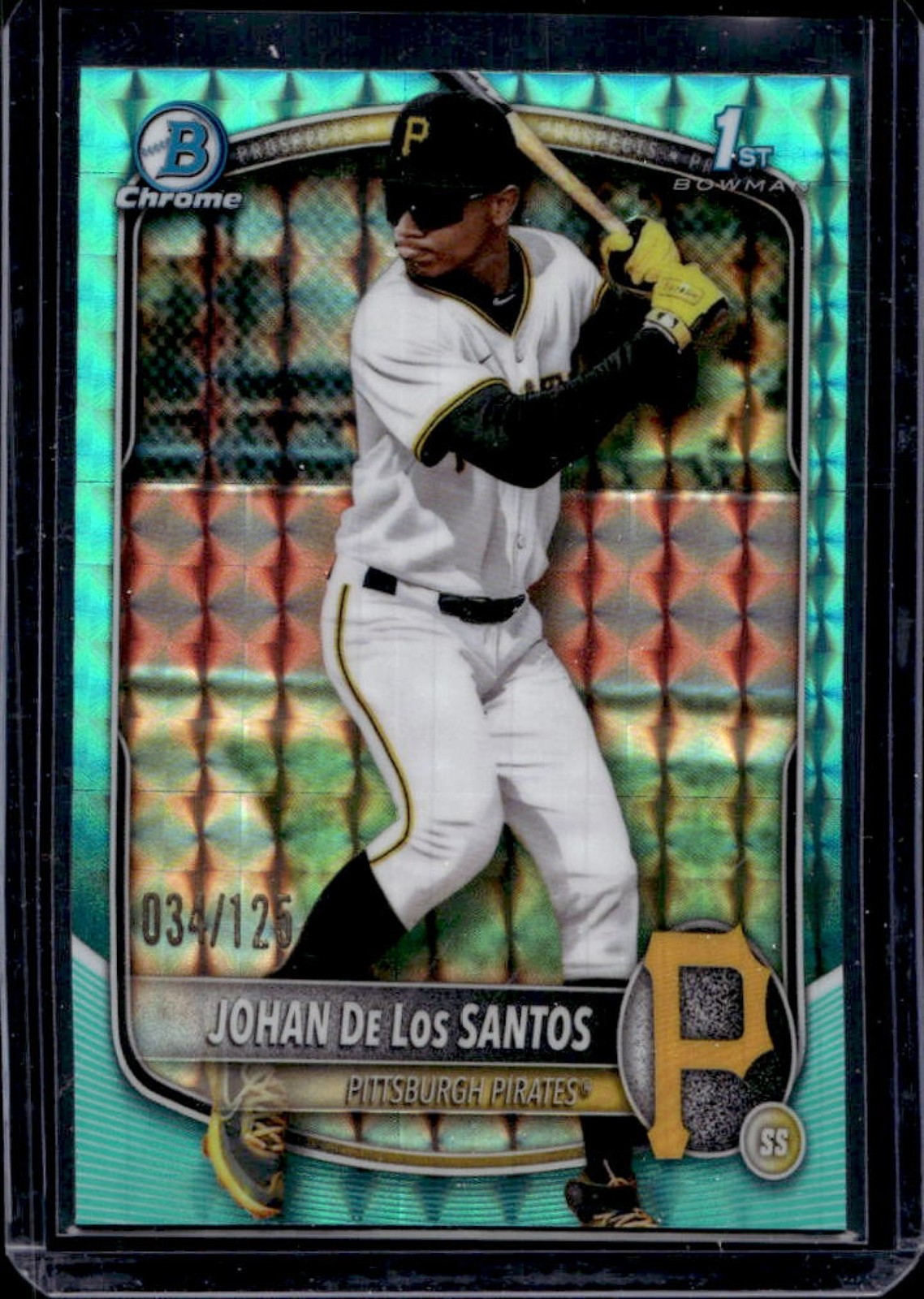 2025 Bowman Chrome Johan De Los Santos Aqua Geometric Refractor 1st #34/125