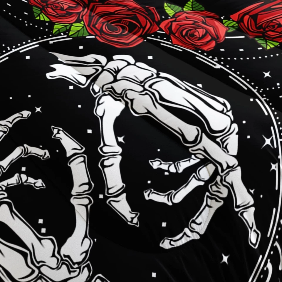 被褥套装大号,骷髅和爱情 3 件套儿童和成人床上用品, — 第 3/4 张图片