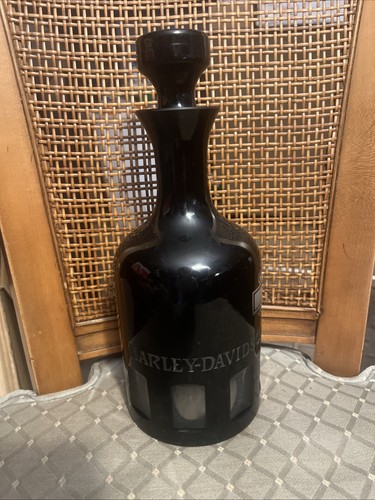Harley-Davidson Silhouette Bar & Shield Black Glass Decanter - HDL-18765