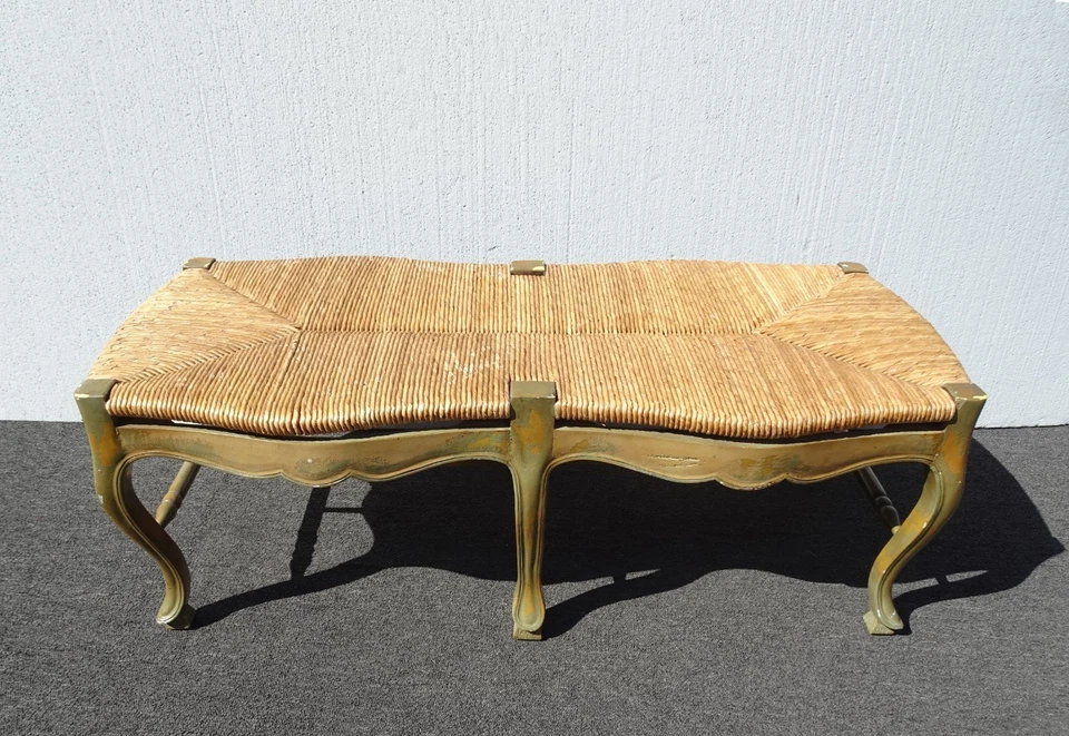 Banco Rush verde campestre francés vintage Foto 3 de 4