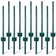 Fence Posts 3Feet - 10Pack, Heavy Duty Metal Fence Post with U-Channel, Steel