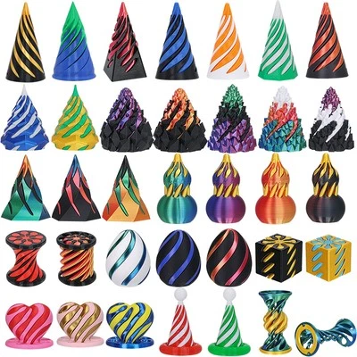3D Printed Spiral Cone Impossible Pyramid Passthrough Fidget Toys Table Decor