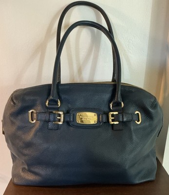 Michael Kors Pebble Leather Weekender Bag Blue 17x13 Mint A218