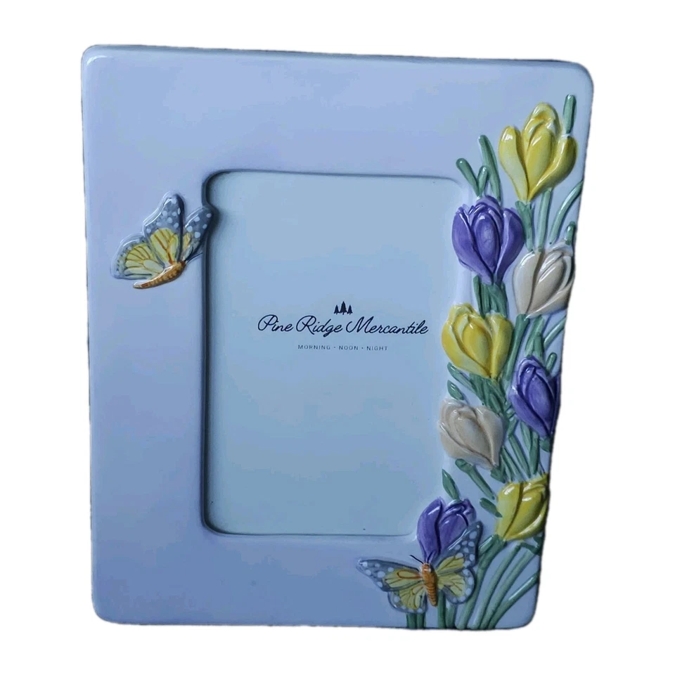 Marco de fotos Russ Berrie mariposa tulipán 4x6 pastel primavera floral cottagecore Foto 3 de 4