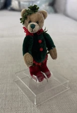 Holly Bear By Janet Wilson Miniature Christmas Fully Disc Jointed 3.35” Signed
