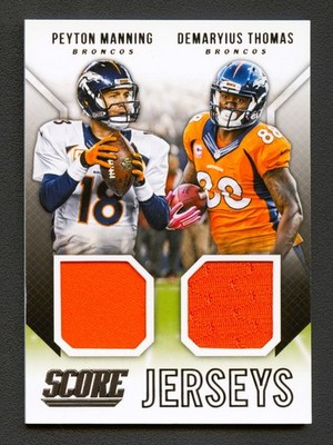 PEYTON MANNING + DEMARYIUS THOMAS 2015 SCORE BRONCOS DUAL JERSEY *GAME-USED*