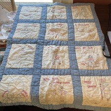 Vintage Quilt Handmade Nursey Rhymes Baby Nursery 38" x 28" Adorable