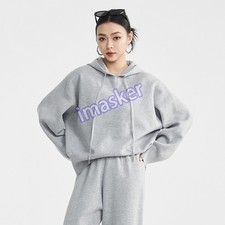 Women Hooded Long Sleeve Hoodie Wide Leg Pants 2pcs Sets Sport Loose Casual Knit