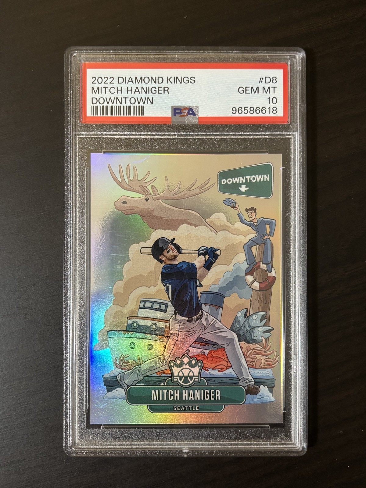 Mitch Haniger 2022 Diamond Kings Downtown Case Hit SSP PSA 10 #D8 Mariners Holo